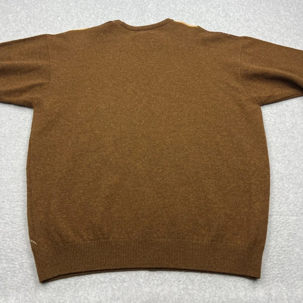 VTG Pringle of Scotland Sweater Men's Large 100% Lambswool Argyle Brown Pullover